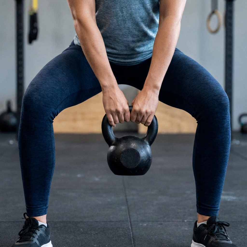 Kettlebell swing action shot