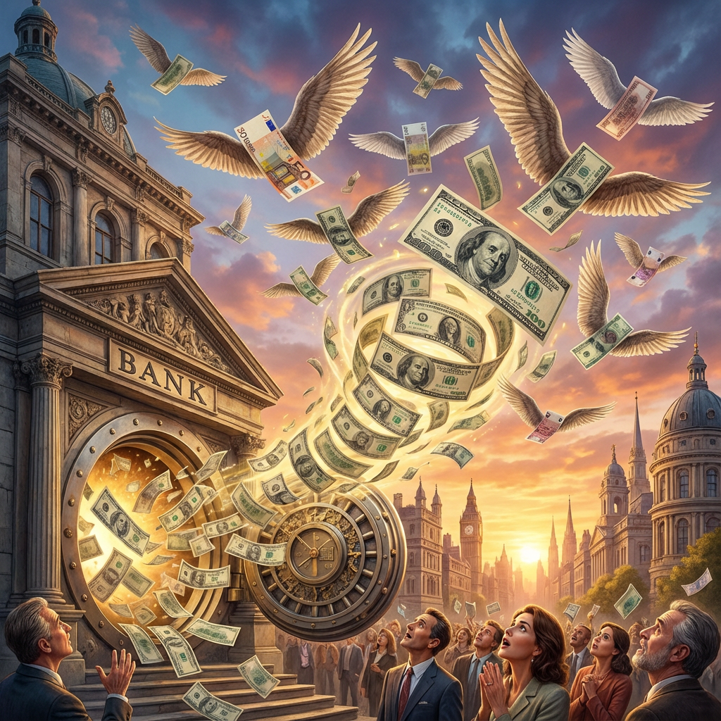 Burning money concept