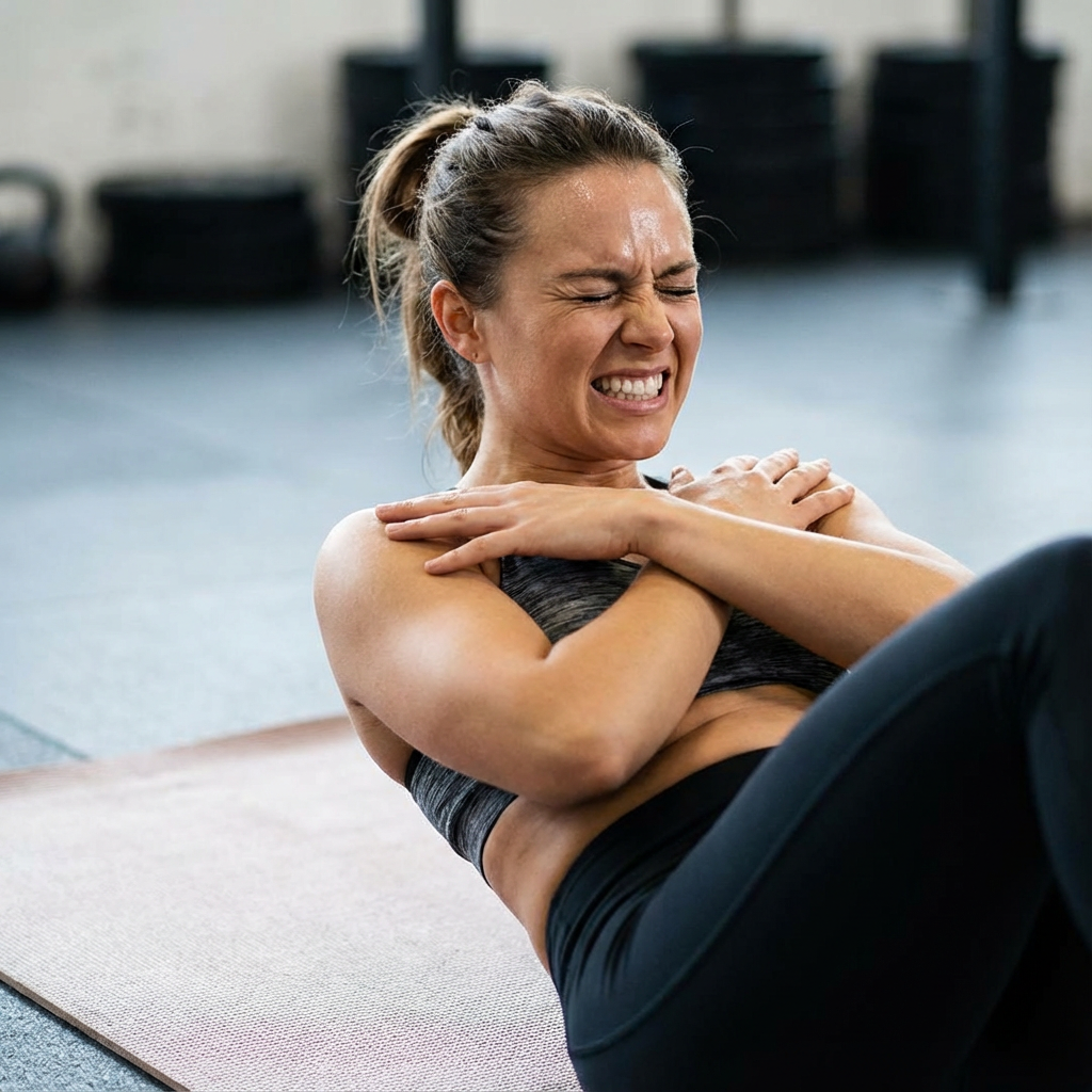 Woman doing endless crunches