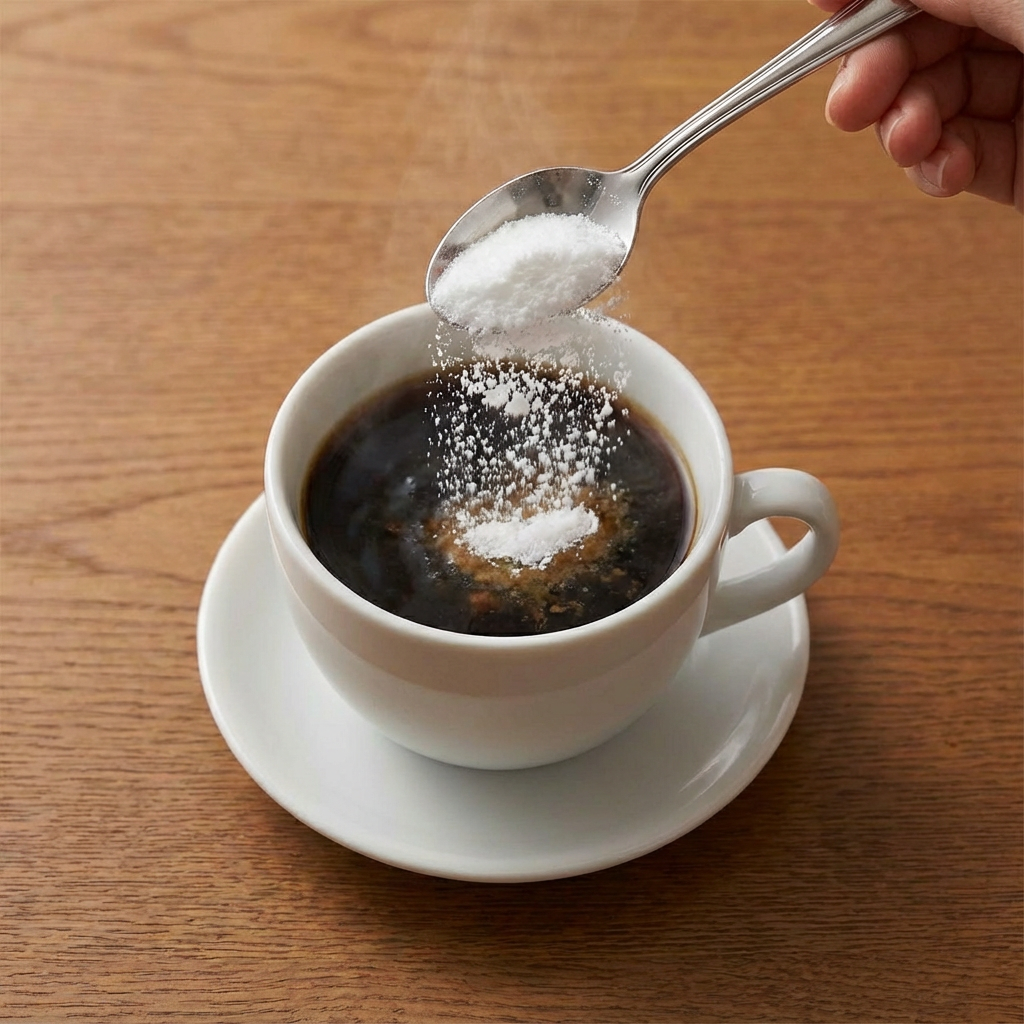 Pouring powder into coffee